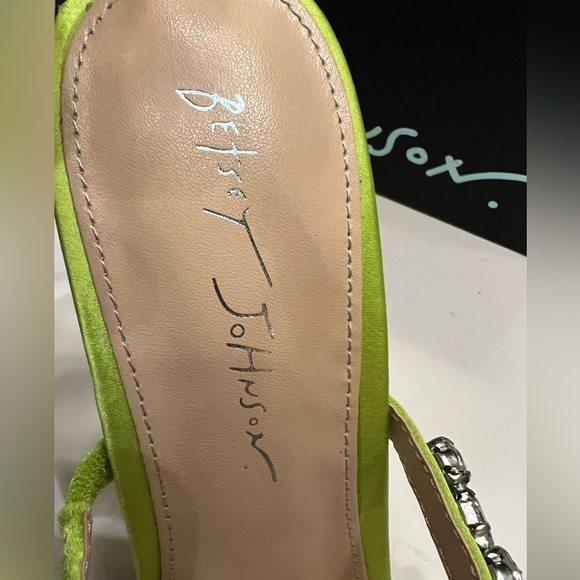 Betsey Johnson SB- Perry’s Bright Citron Rhinestone Sandals Heels - Picture 8 of 11